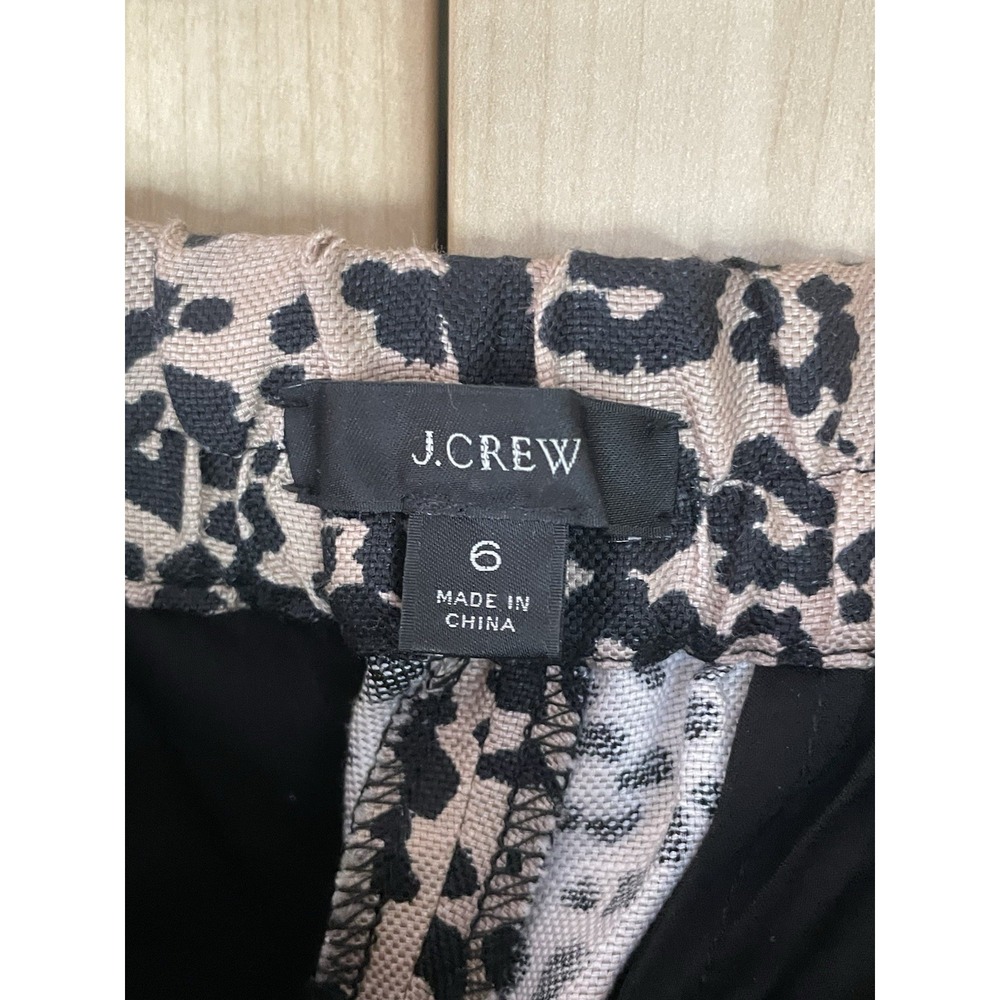 J. Crew High Rise Women's Linen Peyton Pants Leopard Sz 6 Preppy Party Resort - Picture 5 of 9